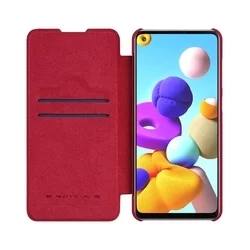 Telefontok Samsung Galaxy A21s - Nillkin Qin kihajtható bőr tok - piros-2