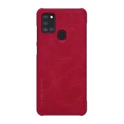 Telefontok Samsung Galaxy A21s - Nillkin Qin kihajtható bőr tok - piros-1