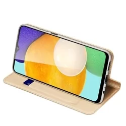 Telefontok Samsung Galaxy A03s - Dux Ducis arany flipcover tok-3