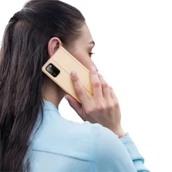 Telefontok Samsung Galaxy A03s - Dux Ducis arany flipcover tok-6