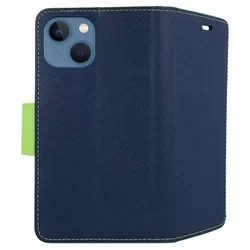 Telefontok iPhone 13 mini - FANCY kék / zöld szilikon keretes könyvtok-1