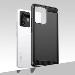 Telefontok Xiaomi 11T 5G / 11T Pro - Carbon Fiber fekete szilikon hátlap tok-5