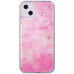 Telefontok iPhone 13 mini - Gold Glam pink - mintás műanyag hátlap tok, szilikon kerettel-1