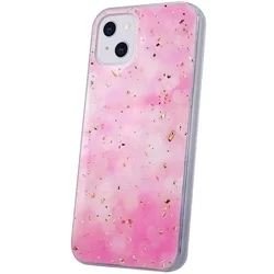 Telefontok iPhone 13 - Gold Glam pink - mintás műanyag hátlap tok, szilikon kerettel-3