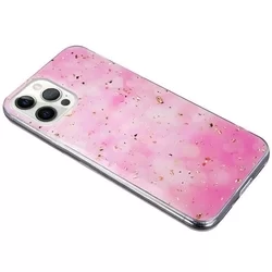 Telefontok iPhone 13 Pro Max - Gold Glam pink - mintás műanyag hátlap tok, szilikon kerettel-3
