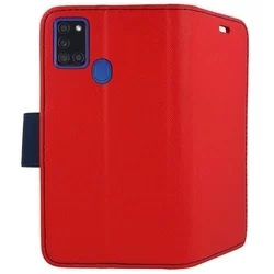 Telefontok Samsung Galaxy A21s - FANCY piros / kék szilikon keretes könyvtok-1