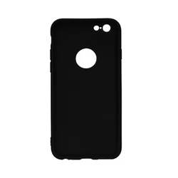 Telefontok iPhone 6/6s - fekete szilikon hátlap tok (Apple logónál kivágással)-1