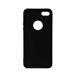 Telefontok iPhone 5/5S/SE - fekete szilikon hátlap tok (Apple logónál kivágással)-1