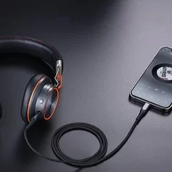 Adapter: Joyroom stereo audio AUX kábel Lightning - Jack (3,5mm) adapter fekete, 1m-3
