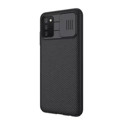 Telefontok Samsung Galaxy A03s - Nillkin csúsztatható kameravédős fekete hátlap tok-1