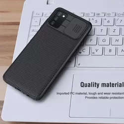 Telefontok Samsung Galaxy A03s - Nillkin csúsztatható kameravédős fekete hátlap tok-2
