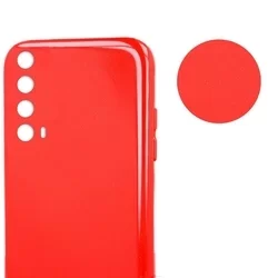Telefontok Huawei P Smart 2021 - piros szilikon hátlap tok (csillámos)-3