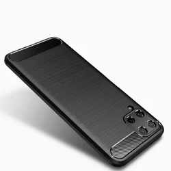 Samsung Galaxy M22 Telefontok - Carbon Fiber fekete szilikon tok-3