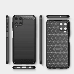 Samsung Galaxy M22 Telefontok - Carbon Fiber fekete szilikon tok-5