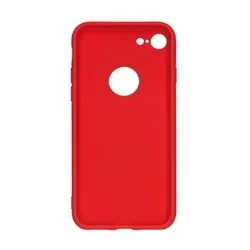 Telefontok iPhone 7 / 8 - matt piros szilikon tok (Apple logónál kivágással)-1