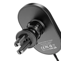 Telefontartó: HOCO CA90 - MagSafe töltős, szellőzőrácsra rögzíthető fekete telefontartó + fekete Type-C (USB-C) töltő vezeték-3
