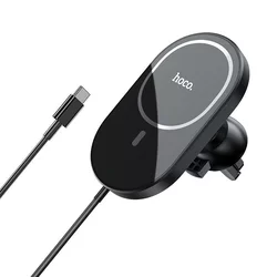 Telefontartó: HOCO CA90 - MagSafe töltős, szellőzőrácsra rögzíthető fekete telefontartó + fekete Type-C (USB-C) töltő vezeték-7