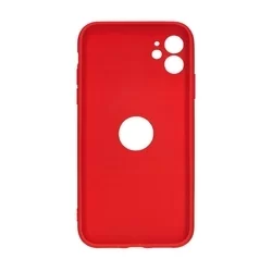 Telefontok iPhone 11 - piros szilikon tok (Apple logónál kivágással)-1