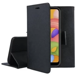 Telefontok Samsung Galaxy A01 - Fancy fekete mágneses szilikon keretes könyvtok-3