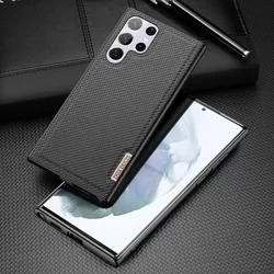 Telefontok Samsung Galaxy S22 Ultra - Dux Ducis Fino fekete műanyag tok, szilikon kerettel-2