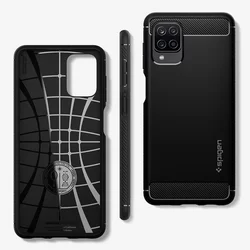 Telefontok Samsung Galaxy A12 Nacho - SPIGEN Rugged Armor fekete tok-2