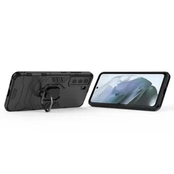 Telefontok Samsung Galaxy S21 FE - Ring Armor ütésálló fekete tok, kitámasztóval-3