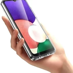 Telefontok Samsung Galaxy A22 5G - átlátszó szilikon előlap + plexi hátlapi tok 360°-3