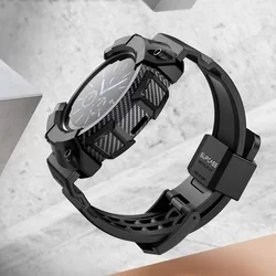 Samsung Galaxy Watch 4 (46 mm) okosóra szíj+tok - SUPCASE Unicorn Beetle Pro fekete szilikon szíj+tok-3