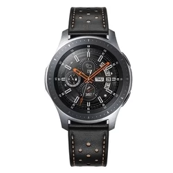 Huawei Watch GT 3 (46 mm) okosóra szíj - TECH-PROTECT Leather fekete bőr szíj (22 mm szíj szélesség)-1