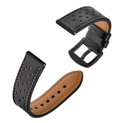 Huawei Watch GT / GT2 / GT2 Pro (46 mm) okosóra szíj - TECH-PROTECT Leather fekete bőr szíj (22 mm szíj szélesség)-5