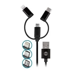 Autós töltő Forever CC03 - fekete univerzális töltő, 2xUSB, 2,4A + fekete MicroUSB / Lightning / Type-C (USB-C) kábel (1m)-2