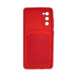 Telefontok Samsung Galaxy S20 FE - piros szilikon hátlap tok, kártyatartó zsebbel-1