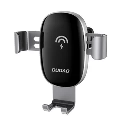 Telefontartó: DUDAO F3Pro - Qi vezeték nélküli töltős, szellőzőrácsra rögzíthető fekete autós telefontartó + fekete USB/MicroUSB kábel-1