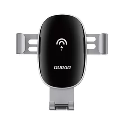 Telefontartó: DUDAO F3Pro - Qi vezeték nélküli töltős, szellőzőrácsra rögzíthető fekete autós telefontartó + fekete USB/MicroUSB kábel-2