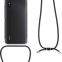 Telefontok Xiaomi Redmi 9A / 9AT - Nyakba akasztós átlátszó, műanyag ütésálló tok-1