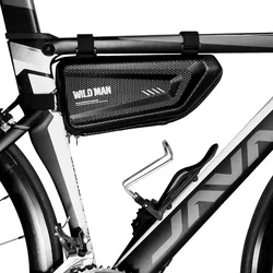 Biciklis tartó: WildMan E4 - Univerzális, vízálló biciklivázra szerelhető, fekete telefon tartó táska tároló rekesszel-1
