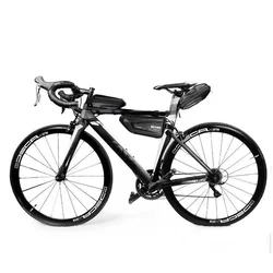 Biciklis tartó: WildMan E4 - Univerzális, vízálló biciklivázra szerelhető, fekete telefon tartó táska tároló rekesszel-3
