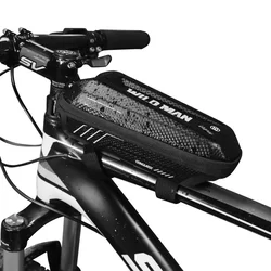 Biciklis tartó: WildMan E5S - Univerzális, vízálló bicikli kormányra szerelhető, fekete telefon tartó táska tároló rekesszel-5