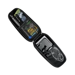 Biciklis tartó: WildMan E5S - Univerzális, vízálló bicikli kormányra szerelhető, fekete telefon tartó táska tároló rekesszel-1