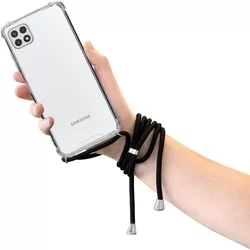 Telefontok Samsung Galaxy A22 5G - Nyakba akasztós átlátszó, műanyag ütésálló tok-3