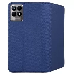 Realme 8i Telefontok - kék mágneses szilikon keretes könyvtok-2