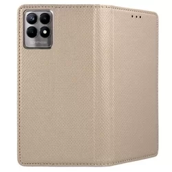 Realme 8i Telefontok - arany mágneses szilikon keretes könyvtok-2