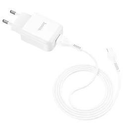 Töltő: HOCO N2 - USB portos fehér hálózati töltőfej 2A + USB / Lightning kábel (1m)-3