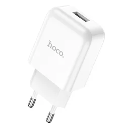 Töltő: HOCO N2 - USB portos fehér hálózati töltőfej 2A + USB / Lightning kábel (1m)-1