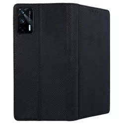 Realme GT 5G Telefontok - fekete mágneses szilikon keretes könyvtok-2