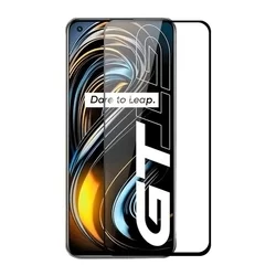 Üvegfólia Realme GT 5G - full glue, flexibilis fólia fekete kerettel-1