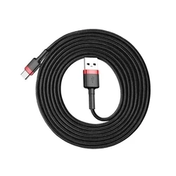 BASEUS Cafule - USB / Type-C (USB-C) fekete szövet adatkábel 2A, 2m -1