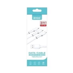 BWOO X173 - 3in1 kábel - (USB - Lightning / Type-C / MicroUSB) fehér kábel 3A, 1 m-1