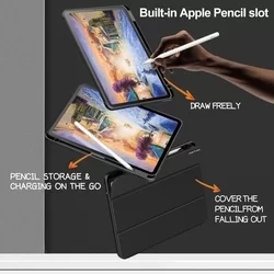 Tablettok iPad Air 5 (2022,10,9 coll) - INFILAND Crystal Case fekete tablettok, ceruzatartóval-4