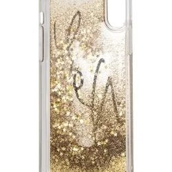 Telefontok iPhone XR  - Karl Lagerfeld Signature TPU Tok Glitter Star Arany-1